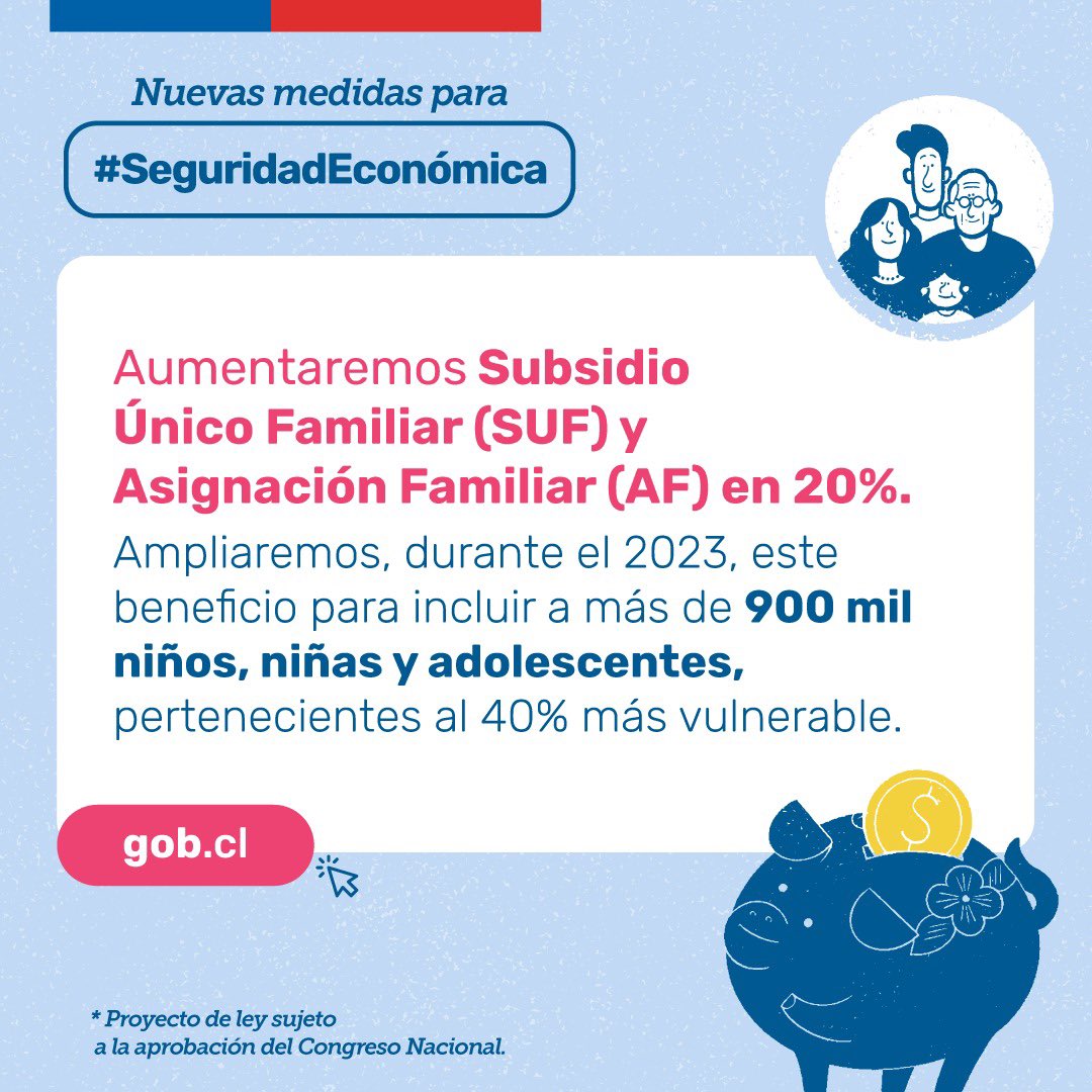BSepulvedaHales's tweet photo. Si se aprueba por el Congreso, el
Aporte Familiar Permanente (conocido como #BonoMarzo) se duplicará y, a través de 2 pagos, beneficiará a más de 1 millón 500 mil familias.
Les dejo también otras medidas que anunció el presidente @GabrielBoric 👇🏽#seguridadEconómica https://t.co/5Ub5NEjuc9