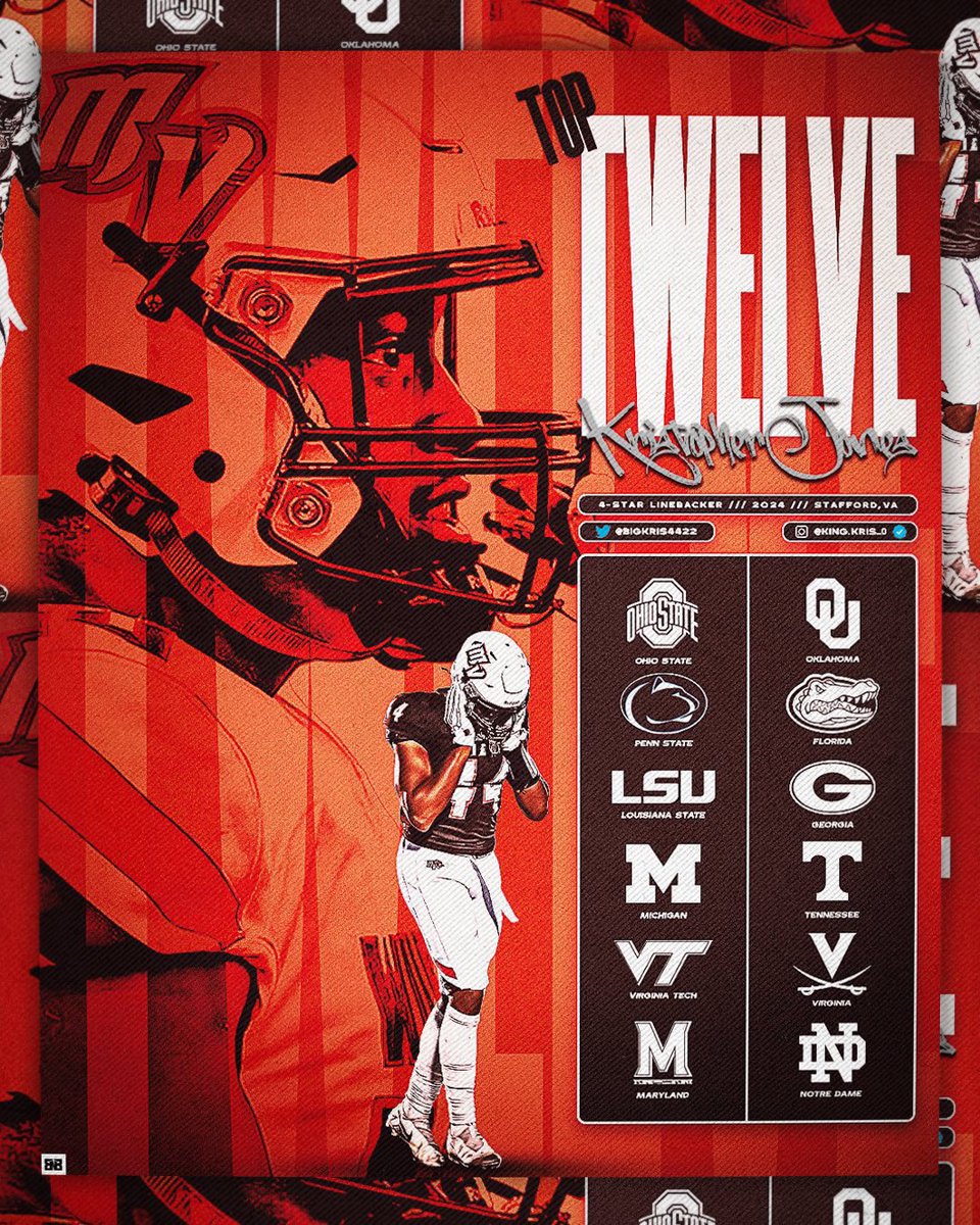 Recruitment still 100% open but these are the schools that I’ll be focusing on moving forward #gobucks🌰 #WeAre #geauxtigers #goblue #gohokies #goterps #OUDNA #gogators #godawgs #gbo #gohoos #goirish☘️ <a href="/bnbgraphics/">BnB Graphics</a> <a href="/TAscension/">KevinKJJohnson Sr.</a>