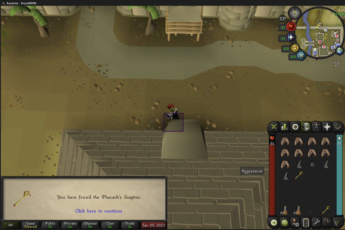 DrunkMFPlays's tweet photo. In VC on discord - 
@Psychowise3 - “That was a sign to go to bed…”
Me - “I am going to bed… I only need one more run through and I’ll be at 82 thieving…” Pulls sceptre… What a way to end my day… 
#GotTheDrop #MasterClueStep #POHUpgrades #OSRS #TheivingCompsAreFun https://t.co/yRVDTyFGat