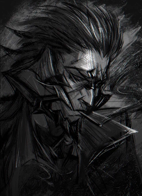 Quick sketch of Sekhyar.He's been kind of sullen lately. #FFXIV #FFXIVART #Au_Ra 