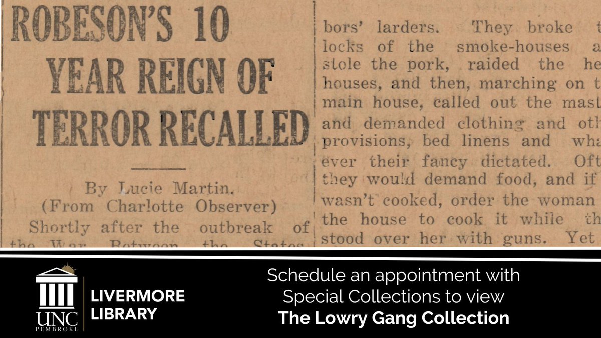 uncplibrary's tweet photo. Schedule an appointment with Special Collections to view The Lowry Gang Collection! 

Appointments available via: https://t.co/3KWhvXcDCz https://t.co/SIaN4nwakm