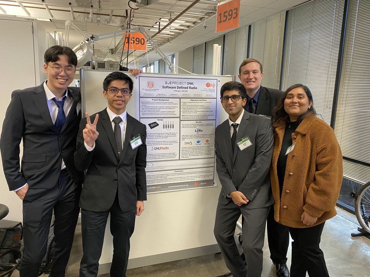 OWLIntegrations's tweet image. Students from #UTD conducted research and successfully programmed a SDR to receive LoRa packets sent by ClusterDuck Protocol! Congrats for tackling this initiative! 👏👏👏
Thread🧵 (1/2)
#clusterduckprotocol #lora #radio #wirelessnetworks #cdp