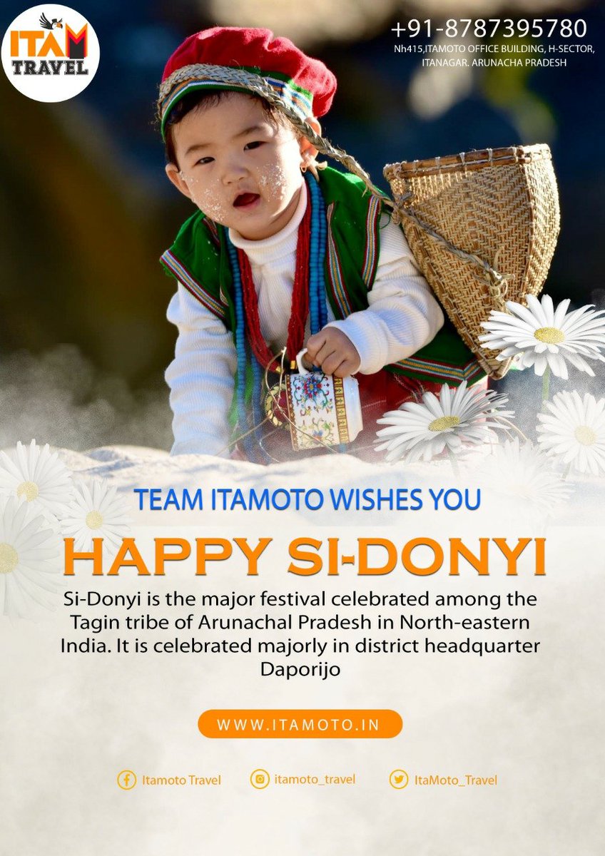 ItaMotoTravel's tweet photo. Happy Si-Donyi from #itamoto team
Call us 8787395780 for any services
. 
. 
#arunachalpradesh #amazingArunachal #tagin 
@nakapnaloffcial @MyGovArunachal @ArunachalTsm @tourismgoi @NatungMama https://t.co/Trh5WN11io