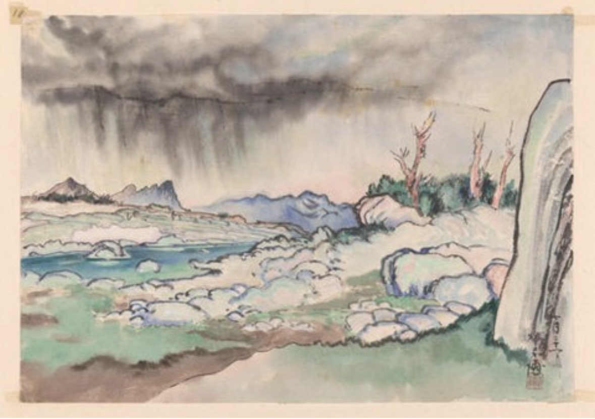 the_MoPAr's tweet image. Hope our Californian friends are staying dry+sheltering from the cyclone! We witnessed some torrential winds+downpours yday☔️

Captured in this work @asianartmuseum by Chiura Obata, a shower storm in the Sierras 1927.

#inkonpaper #workonpaper