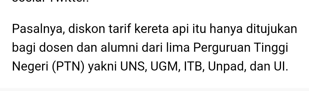 wanakbabi's tweet photo. ✨Thread cara aktivasi diskon alumni di PT KAI✨
1. Diskon 10% ini berlaku untuk alumni beberapa univ seperti UNS, UGM, IT, UNPAD, UI sama UNY
2. Pastiin kalian sudah lulus dan sudah punya kartu IKA (semangat pejuang diskon yang masih strugle🥲) https://t.co/DwUqCpp7hz