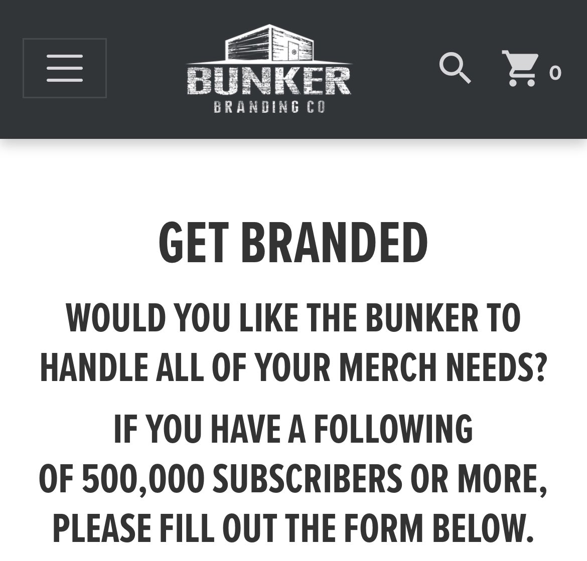 I would love to switch over to <a href="/bunkerbranding/">Bunker Branding Co.</a> for my merchandise store, but I need 500,000 subs (just hit 460K today). Any chance 40,000 of you wanna do me a favor? YouTube.com/glock9