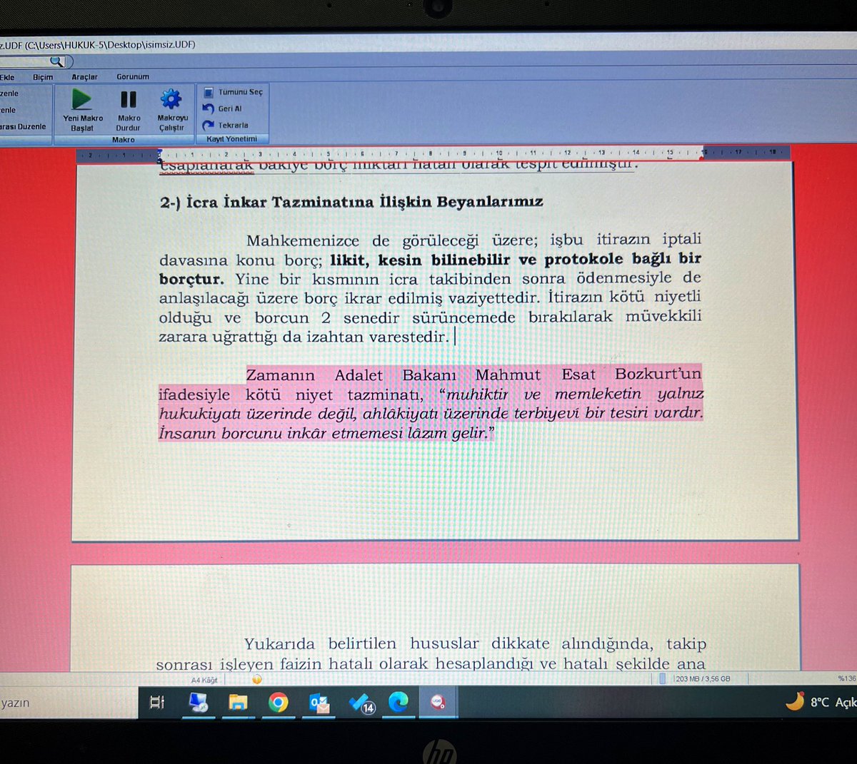 Etkileyici dilekçe yaz diyince mevzuya Mahmut Esat Bozkurt'u karıştırmayan stajyer de ne bileyim