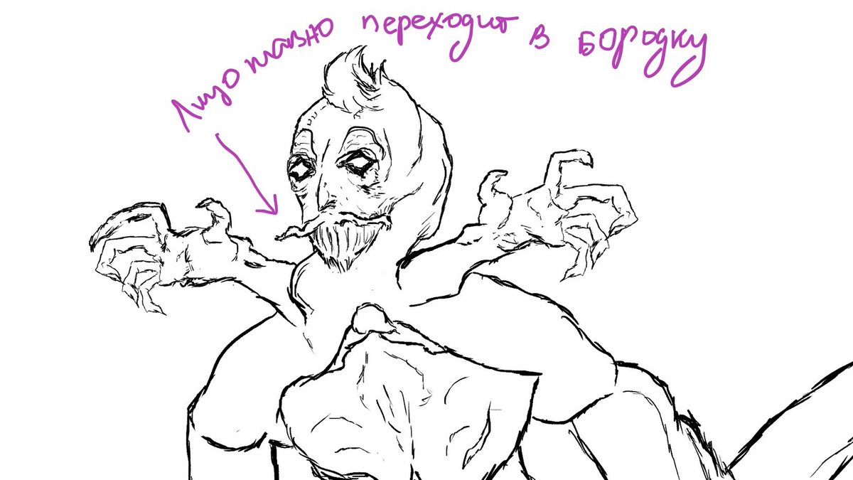 Типа законченный скетч, я надеюсь. Это перс для моего комикса. У него нет имени, но я называю его Жрец. Он что-то типа священника или типа того, потому что возглавляет местную церковь и руководит обрядами. Обычный человек ему по пояс.
