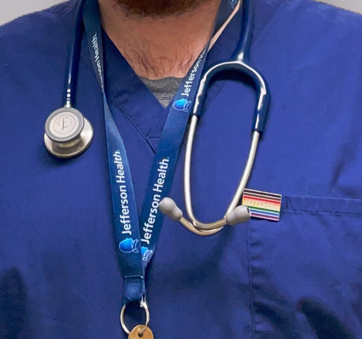PhillyEpiMed's tweet photo. @TanmoyDasLala I’ve been wearing me #pridepin as well to try to help my patients know they’re safe with me. #MedTwitter https://t.co/ZQl9AuiNJs