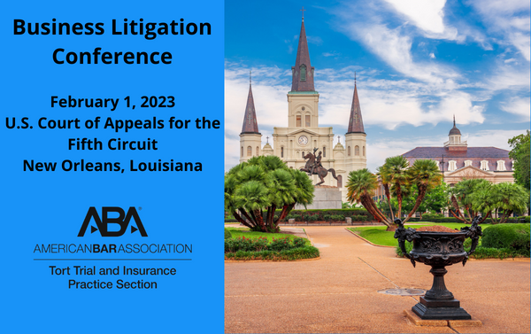 ABATIPS's tweet image. Join us for the Business Litigation Conference in New Orleans. This is a great opportunity to learn cutting edge topics in business litigation &amp;amp; network w/ business litigators &amp;amp; judges from a wide range of industries from across the country.

Register Now: bit.ly/3FKnenB