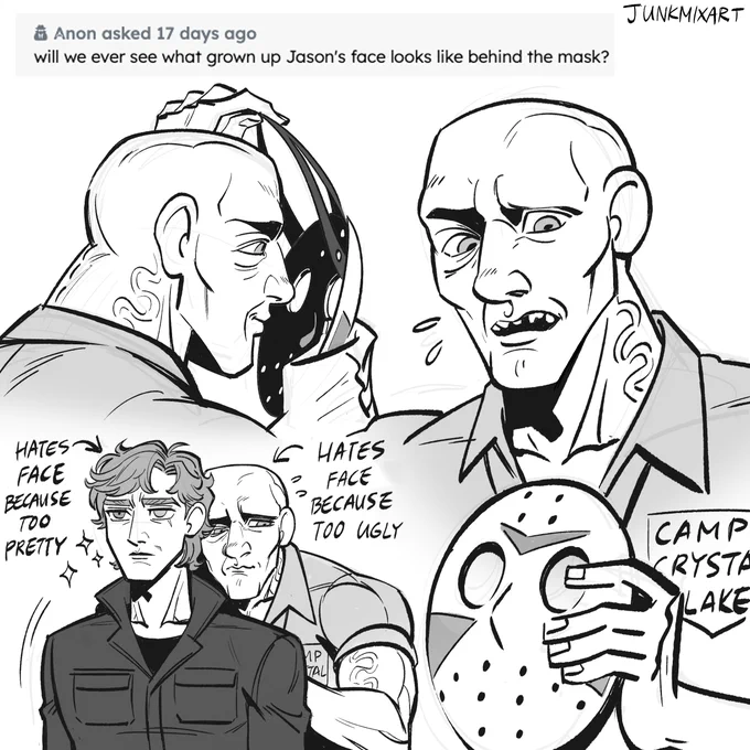 Patreon Q&amp;A: Jason's Face! 🥲

I mostly based his face off of Friday the 13th: part 3. Although it's not my favorite movie of the franchise, it's my favorite version of Jason! 