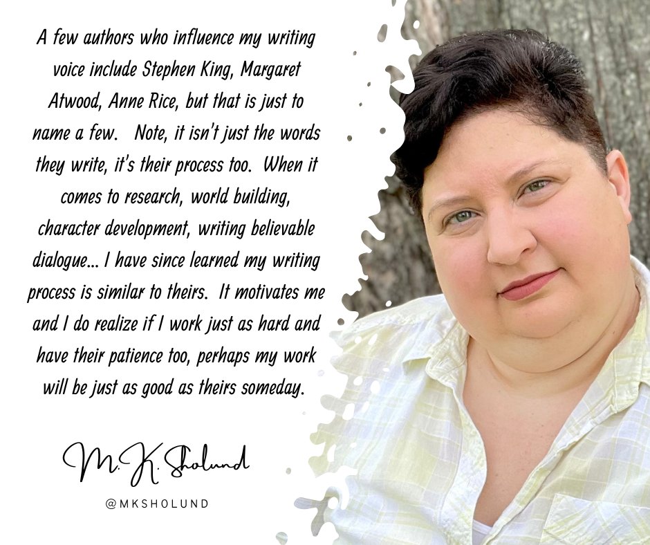 MichelleSholund's tweet image. Here's a little something about me, these are the authors who influence my work and why they inspire me. @StephenKing @MargaretAtwood @AnneRiceAuthor  #writerscommunity #inspiringauthors #beabetterwriter