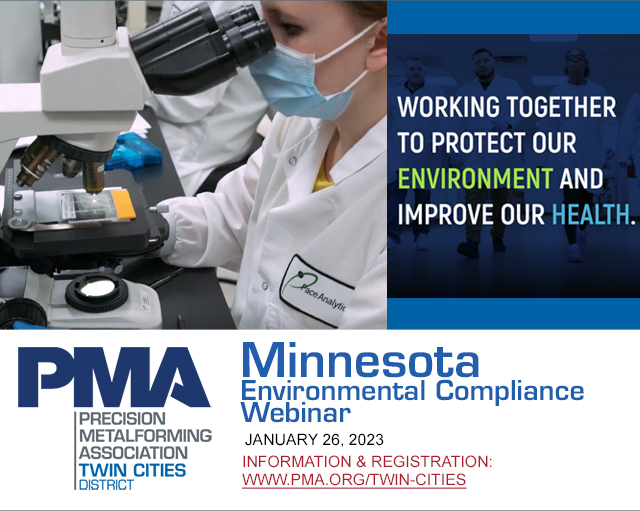 PMATalk's tweet image. Join the #PMATwinCities District on Thursday, January 26, for a webinar on the current and future outlook of Minnesota&apos;s unique environmental compliance landscape, presented by  #PaceAnalytical.
For more information and to register, go here: ow.ly/1FwM50MjbPq