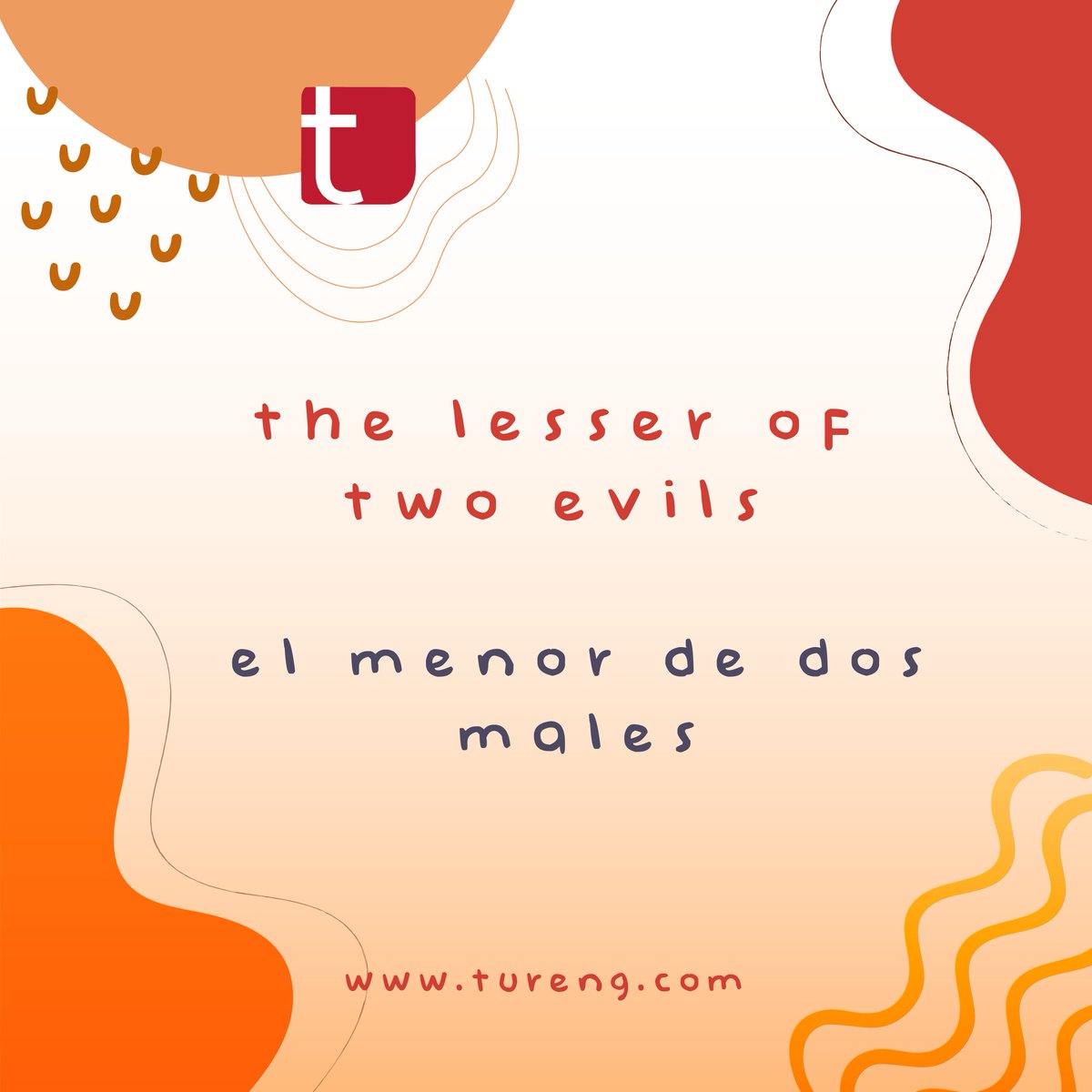 the lesser of two evils - el menor de dos males
-- 
Subcribe to our YouTube channel to watch the videos of the common English words: youtube.com/c/TurengPresen… #expressions #phrases #idioms #expresiones #frases #idiomas.