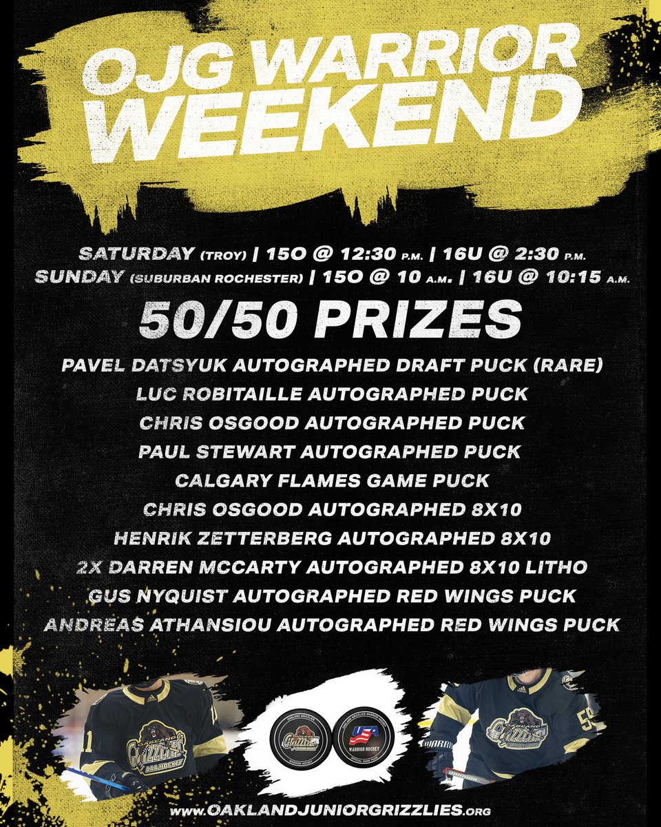 Let’s pack the house for a great cause!!!! <a href="/15OAAAJackets/">15O Ohio AAA Blue Jackets</a> <a href="/16UAAAJackets/">16U Ohio AAA Blue Jackets</a> <a href="/OJGHoc/">OJG Hockey</a> #OJGWarriorWeekend