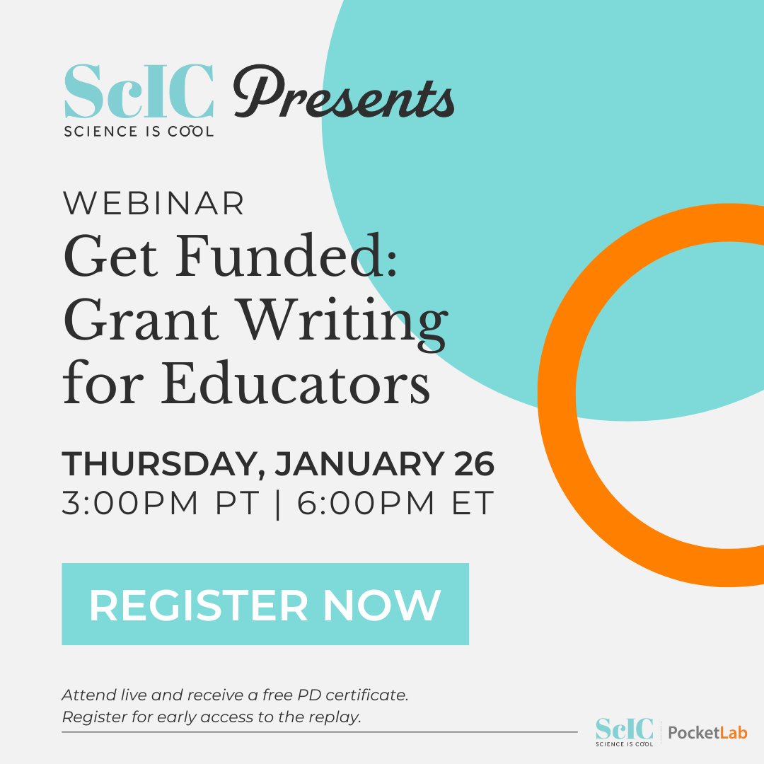ThePocketLab's tweet photo. FREE #PD WEBINAR 💡 Looking for new ways to fund your classroom? Join us on 1/26 when we welcome grant writing experts and educators to share their knowledge and expertise when it comes to getting creative with classroom funding. https://t.co/3K1tGkOSSd https://t.co/odfz1c5xok