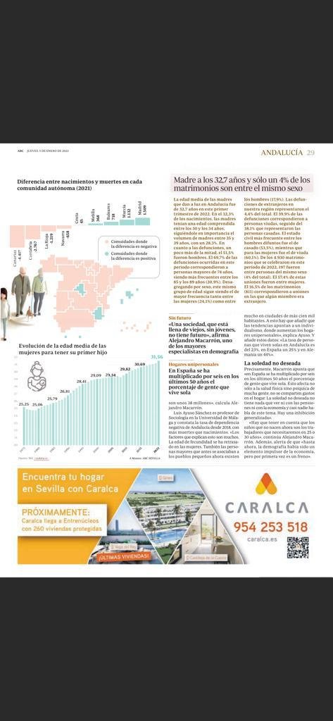 ABC de Sevilla @abcdesevilla publica hoy un interesante artículo de @romualdomaestre sobre el invierno demográfico en Andalucía. Paradójicamente el día en que los más niños esperan la visita de los Reyes Magos.
 @ateneodesevilla #CabalgataSev23 #CabalgataABCsev #Cabalgata7TV