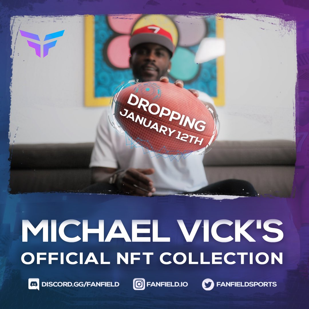 FanFieldSports's tweet image. New Drop Date January 12th…get ready! 🚀

The wait is finally over as we get ready to release @MichaelVick Official NFT Collection! 

Save the date and create your free account at fanfield.io