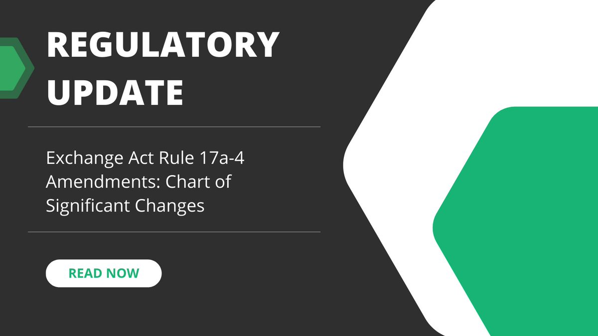 As we signaled in our November 2022 blog, the SEC’s modernization of recordkeeping Rule 17a-4 represented a sea change for broker-dealers. To aid firms in their #compliance, <a href="/FINRA/">FINRA</a> has now published a chart that summarizes the most significant changes ➡️ thtl.ke/3IoexCn