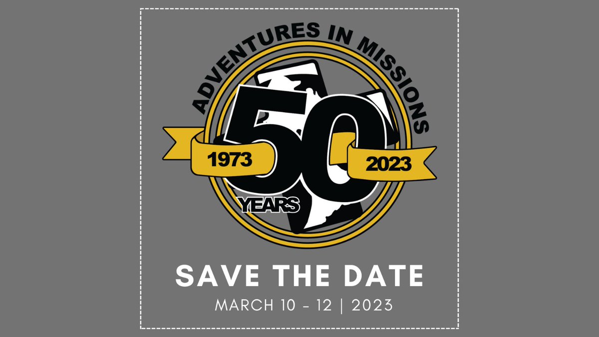 AIM_MISSIONS's tweet photo. AIM is turning 50, and we want YOU to help us celebrate! Mark your calendars and make plans to join us March 10th - 12th, 2023, in Lubbock, Texas.  Watch our social media pages, website (https://t.co/9FiYOkS7fr) and your email for more details shortly. Hope to see you there! https://t.co/9wx6qEx0Qn