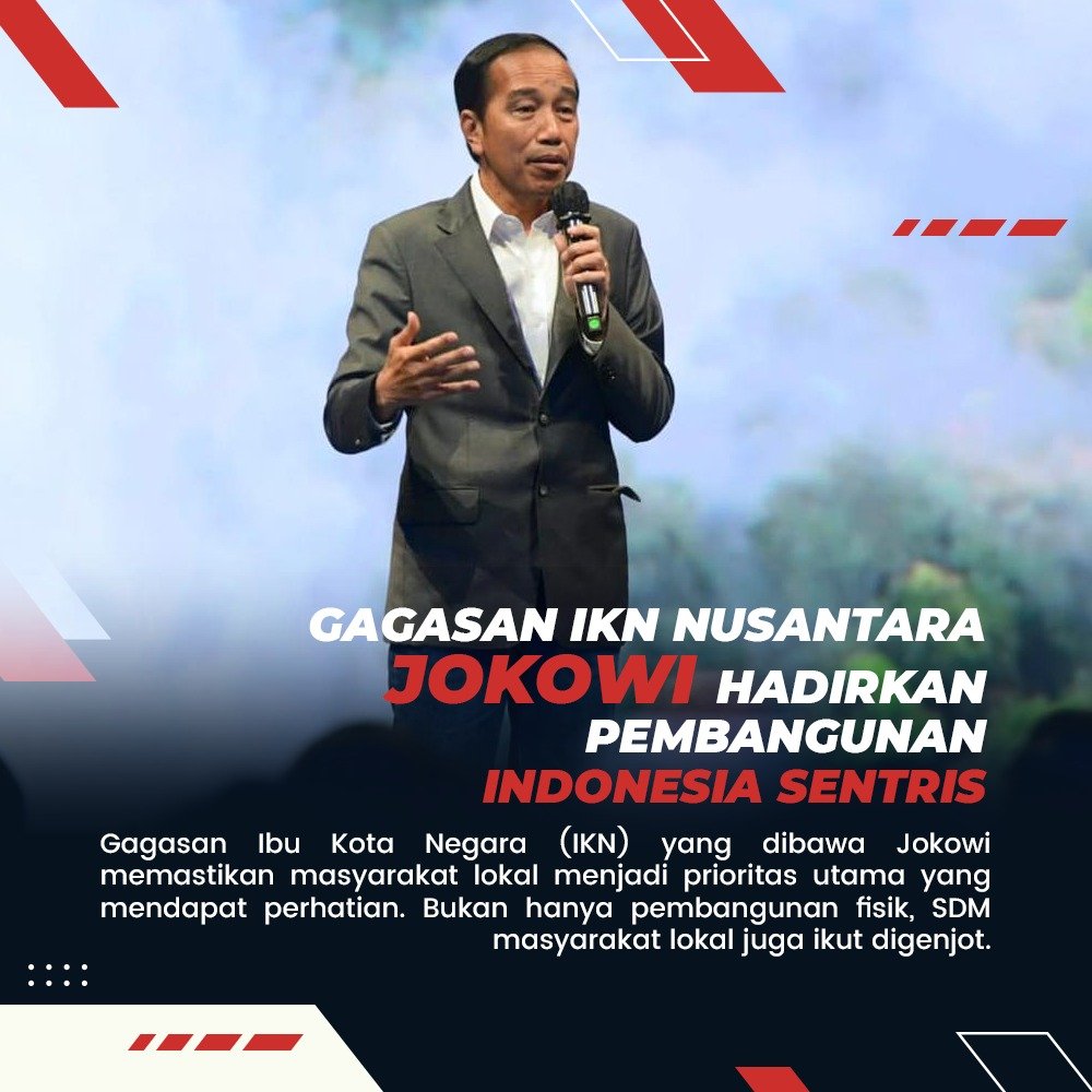 Halim40801's tweet photo. Gagasan IKN nusantara Jokowi menghadirkan pembangunan Indonesia Sentris agar perhatian pemerintah merata pada tiap daerah. 
#IKNBeriDampakPositif https://t.co/jA33JMZOfs