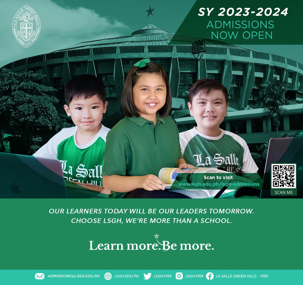 lsgh1959's tweet photo. Be part of La Salle Green Hills SY 2023-2024! 
Your children deserve the best education! Discover just how LSGH is more than a school -- where learners are formed to be tomorrow's leaders. 
#LearnMoreBeMore
#LSGHInclusive
#LSGHxDLSUConnectEd https://t.co/LtgsmZX7eW