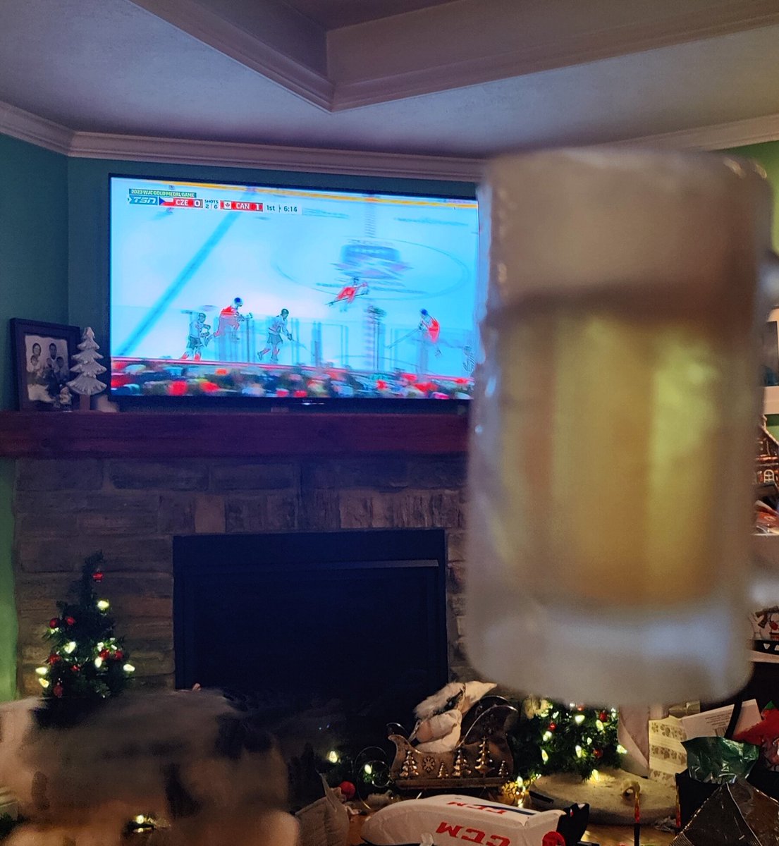 Thursday night life goals. Let's go Team Canada! 🍁🇨🇦🏒🥅🍺 #hockey #beer #goldmedalgame