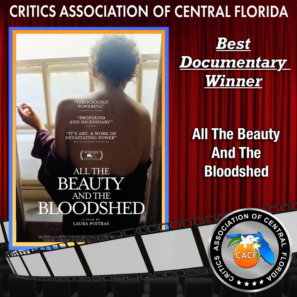 Best Documentary Winner: All the Beauty and the Bloodshed 

#AlltheBeautyandtheBloodshed @neonrated @AltitudeFilms #CACF2022