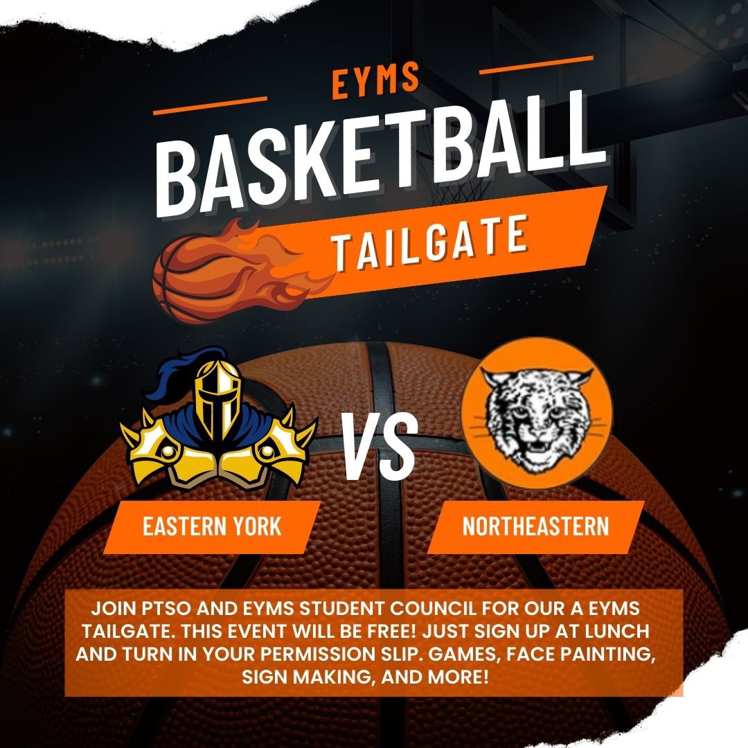 Tomorrow is the LAST DAY to turn in your permission slips for the tailgate on Monday! You won’t want to miss this one! 
#eymsstuco #eyms #leadingtotheedges #GD2BAK #eymstailgate #eymsptso #eysdbball #eysdsports #eypride