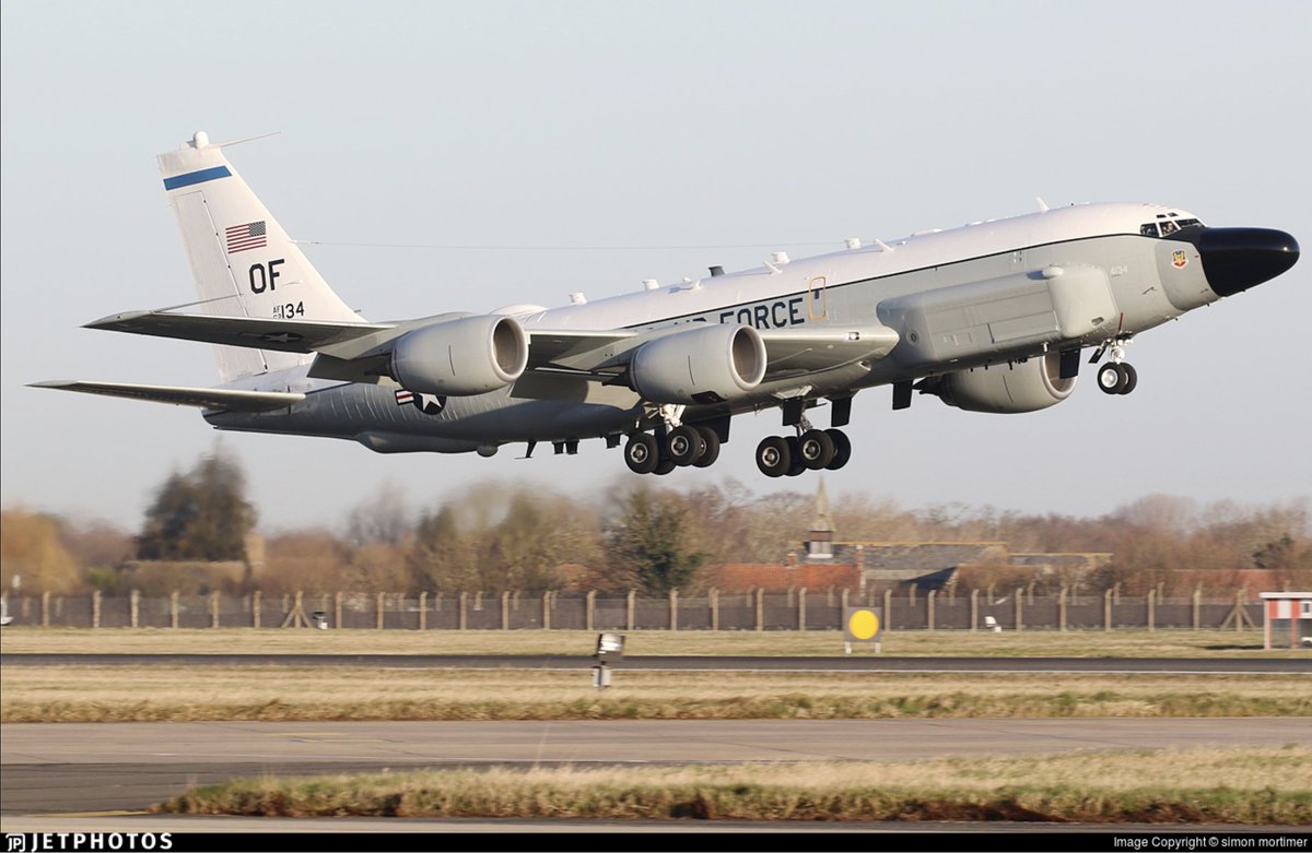 TheSnoopySnoop's tweet photo. #OLIVE34 🇺🇸 USAF
RC-135 Rivet Joint #AE01CE 62-4134
Airborne from @Offutt_AFB and looks to be aiming to cross the pond tonight
#AvGeek #Planespotting #haveglass https://t.co/W7wMP42FP8