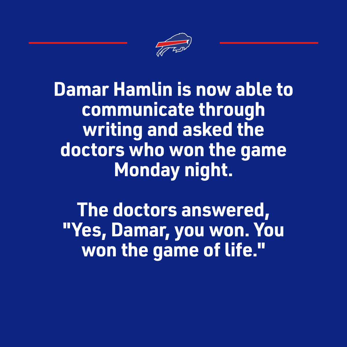 BuffaloBills's tweet photo. An update we were all hoping for. ❤️💙