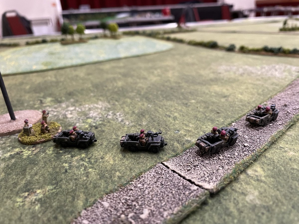 alexwilsonlryfc's tweet photo. The jeeps leave the LZ and head for the bridge over the river Dives. Letโs hope the Germans are all tucked up with a mademoiselle. @pendraken #bashonrecce https://t.co/e7WQqBcKX8