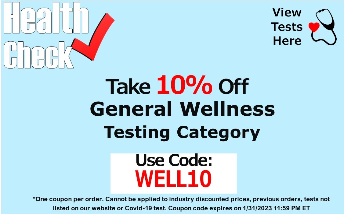 Start your New Year with a Health Check and take 10% off our General Wellness Testing Category, use code: WELL10
Call 1-888-732-2348 or visit RequestATest.com

 #bloodtest #bloodtesting #healthcheck #healthcheckup #newyear #healthyyou #wellnesscheck #wellness #womenshealth