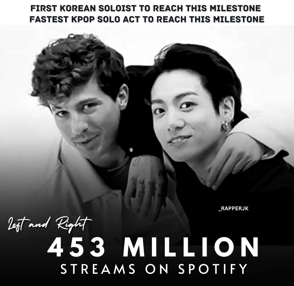 'LEFT and RİGHT' Spotify-da 453 MİLYON yayımı ötüb!

➡️ Bu, istənilən Kpop Solo ifası üçün 'ƏN SÜRƏTLİ' və Koreya Solo ifası üçün BİRİNCİ'dir! 🥳👏❤️‍🔥

#jeonjungkook 
#Jungkook 
#jungkookTop 
#JungkookMadeHistory