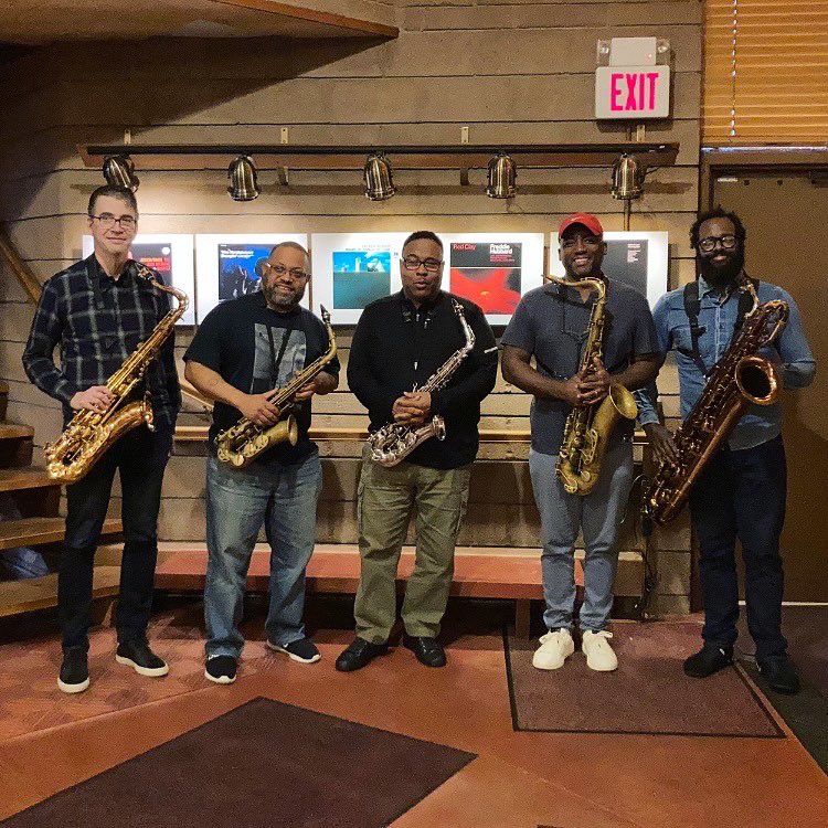 groveydean's tweet photo. Good things brewing…the RHBB sax section at Van Gelder yesterday. #royhargrovelegacy The music continues

Big thanks to Maureen and Don for having us. #rudyvangelderstudio https://t.co/k1JM3myHA2