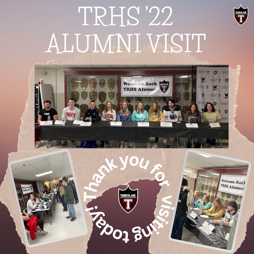 The TRHS School Counseling Department was happy to welcome back alumni from the Class of 2022 to share what their first semester college experience has been like with current TRHS students.