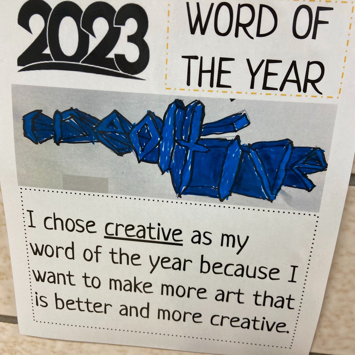 MsKLarkin's tweet photo. 3L is kicking off 2023 by selecting their word of the year! Ss selected a word that represents what they want to prioritize in the new year. We can't wait to see what 2023 has in store for us as learners! #WeAreTisdale #WordoftheYear https://t.co/IqEmCDVHw4