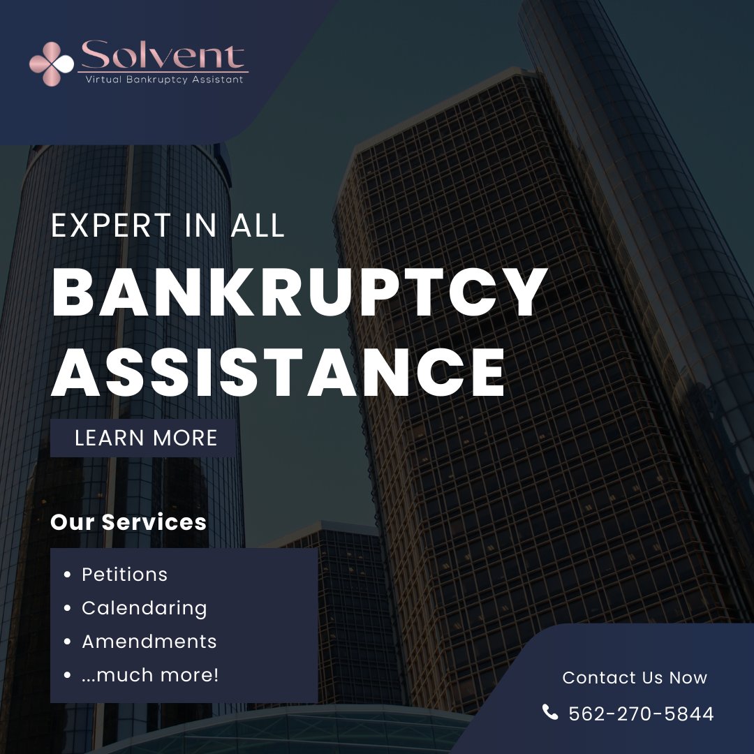 solventvba's tweet photo. Solvent VBA is a virtual bankruptcy assistance service (working in chapter 7 and 13) to attorneys and law firms looking for a contractual assistant or to expand their business and revenue!

#lawfirms #chapter7 #chapter13 #bankruptcyattorney #virtualbankruptcyassistant #VBA https://t.co/YUGOoKsvO3