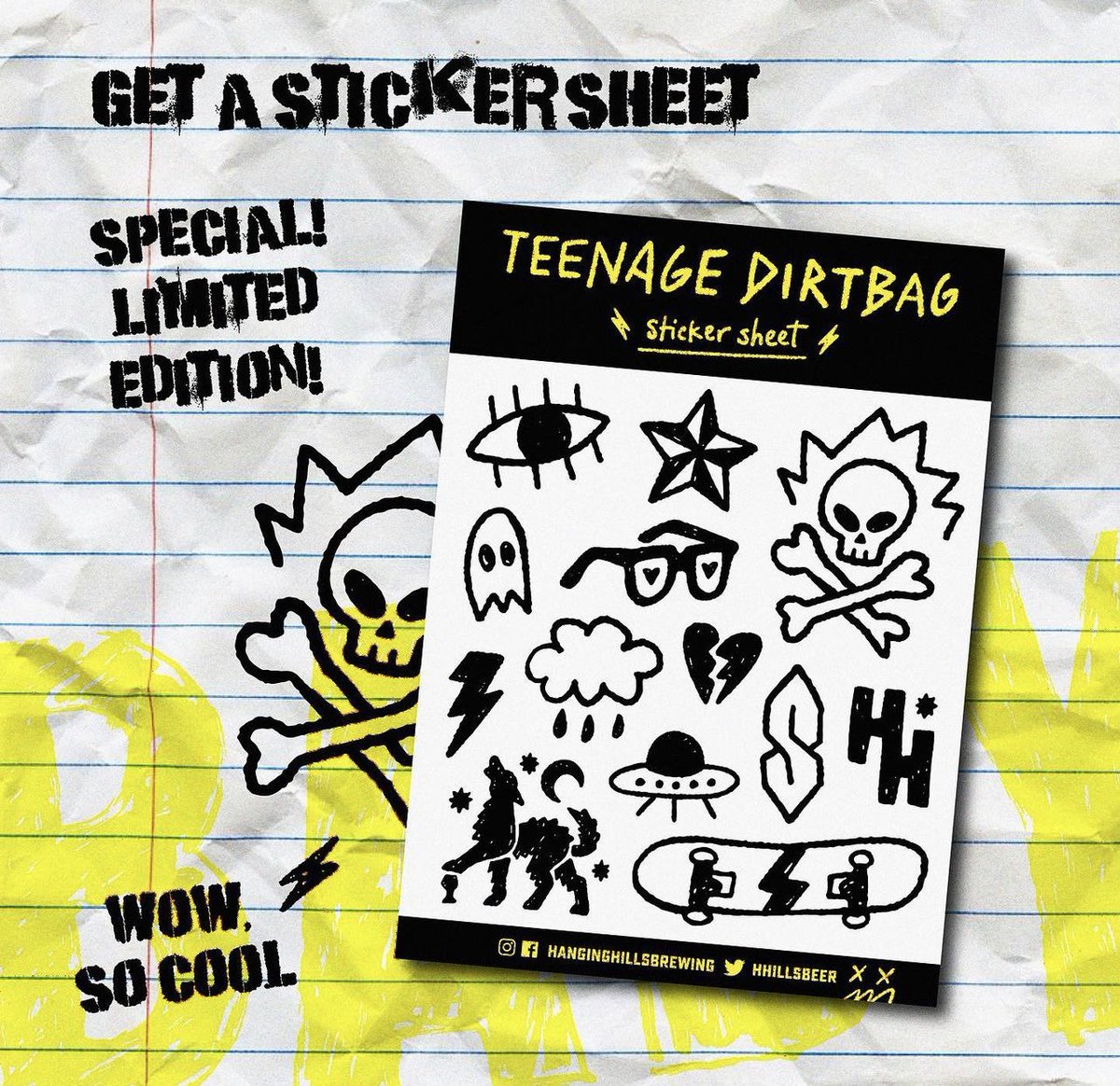 HHillsBeer's tweet photo. Each purchase of a 4pk comes with a free sticker sheet with illustrations done by @properlymarie. 

Teenage Dirtbag IPA will trickle out state wide starting on Friday the 13th-ish but you’re gonna have to come to one of the Amity stores if you wanna get some early. https://t.co/ERU8Y5R0fc