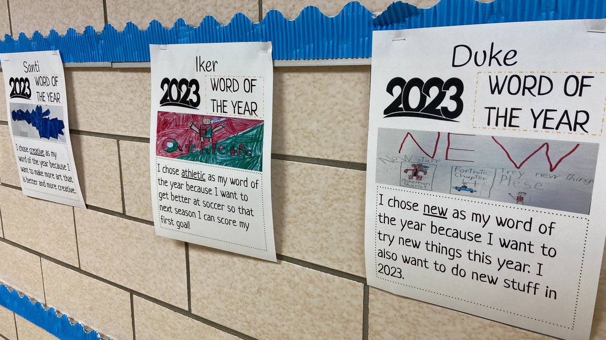 MsKLarkin's tweet photo. 3L is kicking off 2023 by selecting their word of the year! Ss selected a word that represents what they want to prioritize in the new year. We can't wait to see what 2023 has in store for us as learners! #WeAreTisdale #WordoftheYear https://t.co/IqEmCDVHw4