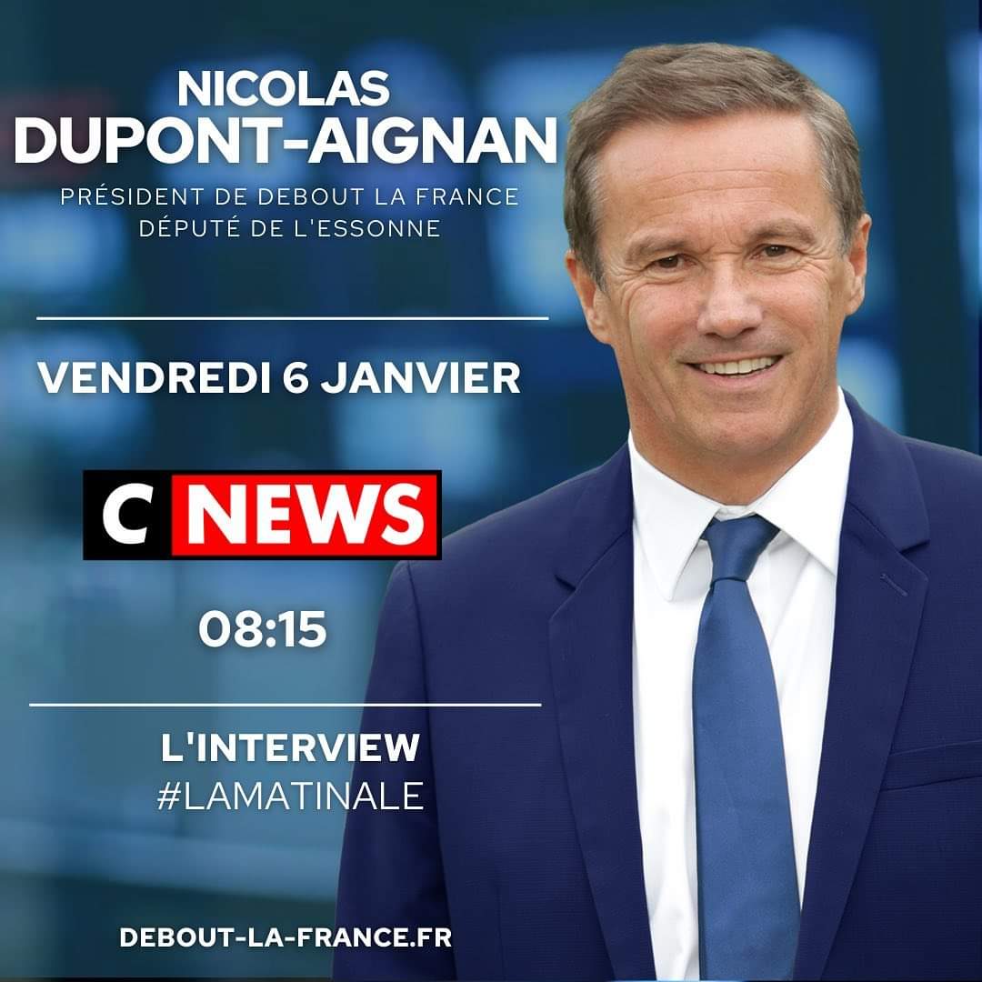 DLFSavoie's tweet photo. Retrouvez Nicolas Dupont-Aignan pour #LaMatinale sur @CNEWS
#DLF #cnews #boulangers #France #EDF #media #AvecNDA #Europe #Energie
#macron #hopital #medecins https://t.co/LAqzcbcMeP