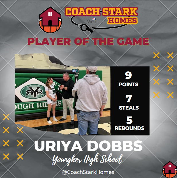CoachStarkHomes's tweet photo. Congrats to Uriya Dobbs from @YoungkerGBB who was last nights @coachstarkhomesaz Player of the Game. Uriya led the Rough Riders to a 48-41 victory over Washington High School. Look for her interview coming soon. #CommunityRealtor #HighSchoolSports #RealtorLife https://t.co/UBUD4FnTXN