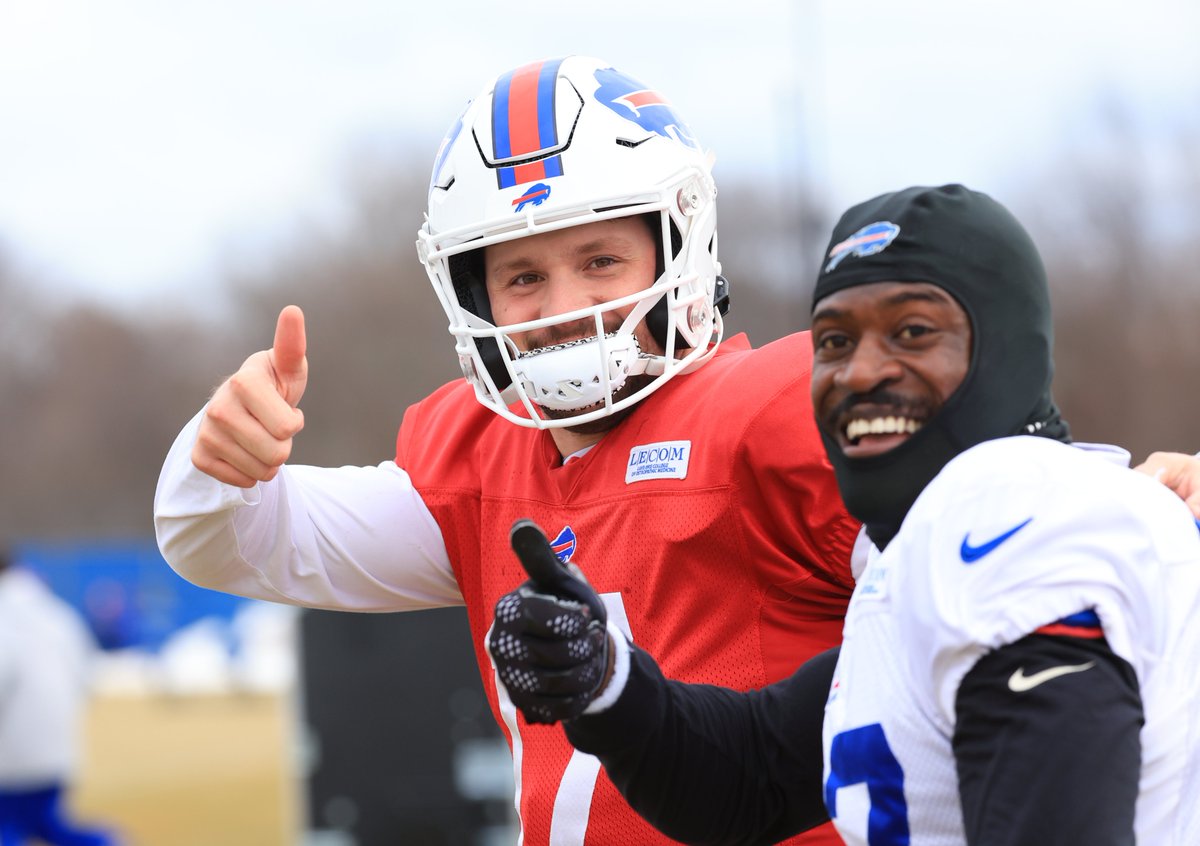 Josh Allen and Tre'Davious White at practice today (photo from <a href="/BuffaloBills/">Buffalo Bills</a>)