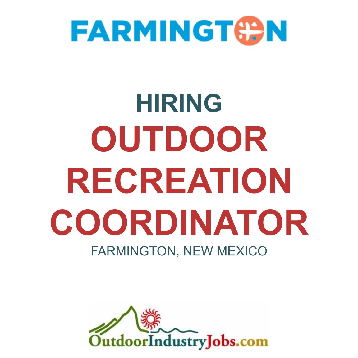 Apply Here: outdoorindustryjobs.com/JobDetail/GetJ…

#outdoorindustryjobs #farmingtonnm #outdoorrecreation #recreationcoordinator #hikenewmexico #outdooreducation #outdooreducator #outdoorteacher #activitiescoordinator #coordinator #eventcoordinator #eventcoordinators
@CityofFmtnNM