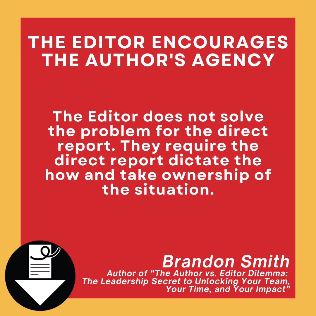 Want to foster #agency throughout your organization this year? Sit in the Editor seat.

In order to improve their direct reports’ critical thinking, approach to problem solving & overall work product, the Editor must be willing to #coach. #passthepen