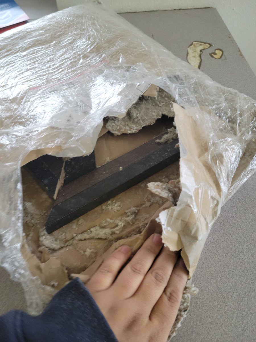 Zenia1019's tweet photo. @USPS YALL ARE GARBAGE! You trashed my sister Christmas gift! Completely destroyed it after forcing her and my brother to run around for weeks to retrieve it! https://t.co/YwknVlIAo7
