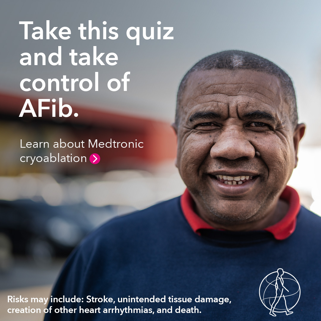 MDT_Cardiac's tweet photo. Diagnosed with AFib? Take this quiz to find out if Medtronic cryoablation may help. See important safety information: https://t.co/lrappUE7V4