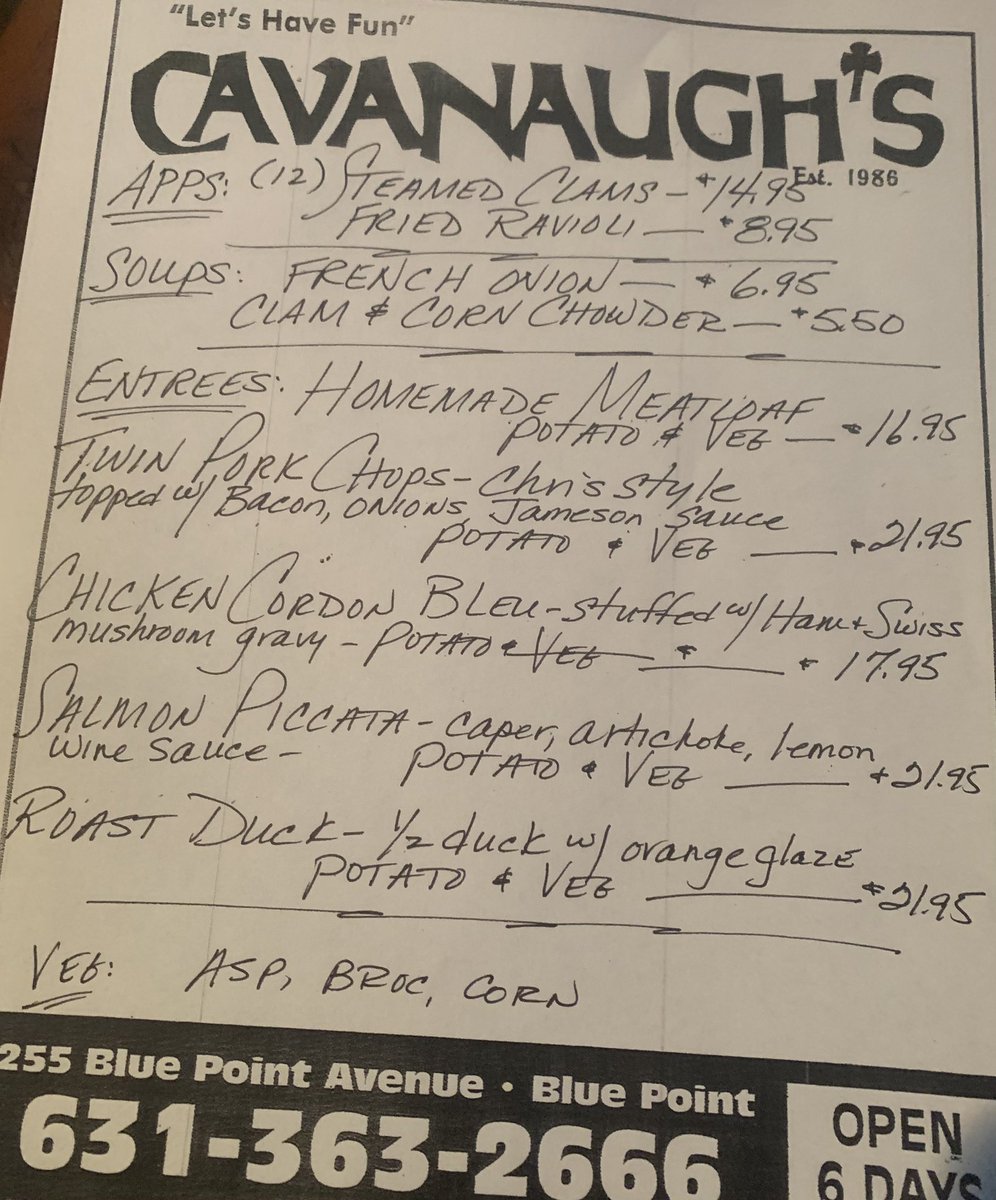 CavanaughsPub's tweet photo. Thursday night Dinner Specials, kitchen open till 9:30pm, Bar open late night. MEGA MILLIONS💰💰💰💰💰 Get your tickets at Cavs, Drawing tomorrow Friday. #holbrook #bluepoint #bayport #wings #steaks #burgers #cornedbeef #lipumpkin #librewery #pumpkinbeer #otb https://t.co/hN3CNrq3Kj