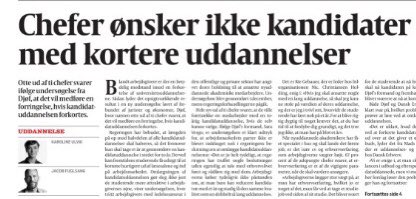 Sara Vergo (@saravergo) on Twitter photo Kære <a href="/regeringDK/">Regeringen</a>
Hvad er det for et problem, I vil løse med forringelsen af kandidatuddannelsen? Arbejdsgiverne er glade for de kompetencer, akademikere kommer med og ser ikke behov for at forkorte udd. Tværtimod, viser analyse fra <a href="/djoef/">Djøf</a>. Tak <a href="/jacob_fuglsang/">Jacob Fuglsang</a> @karolineulvig Kære <a href="/regeringDK/">Regeringen</a>
Hvad er det for et problem, I vil løse med forringelsen af kandidatuddannelsen? Arbejdsgiverne er glade for de kompetencer, akademikere kommer med og ser ikke behov for at forkorte udd. Tværtimod, viser analyse fra <a href="/djoef/">Djøf</a>. Tak <a href="/jacob_fuglsang/">Jacob Fuglsang</a> @karolineulvig