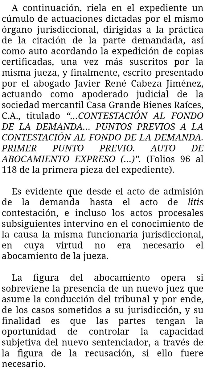 WilsonGomezGB's tweet photo. Sentencia N° 000730 del 30/11/2022 Sala de Casación Civil @TSJ_Venezuela
Hubo continuidad en la persona de la jurisdicente en conocimiento de la causa, por lo que no era necesario el abocamiento para que comenzara a computarse el lapso para la contestación
https://t.co/K08prNDHa4 https://t.co/QyFCE0gtCT